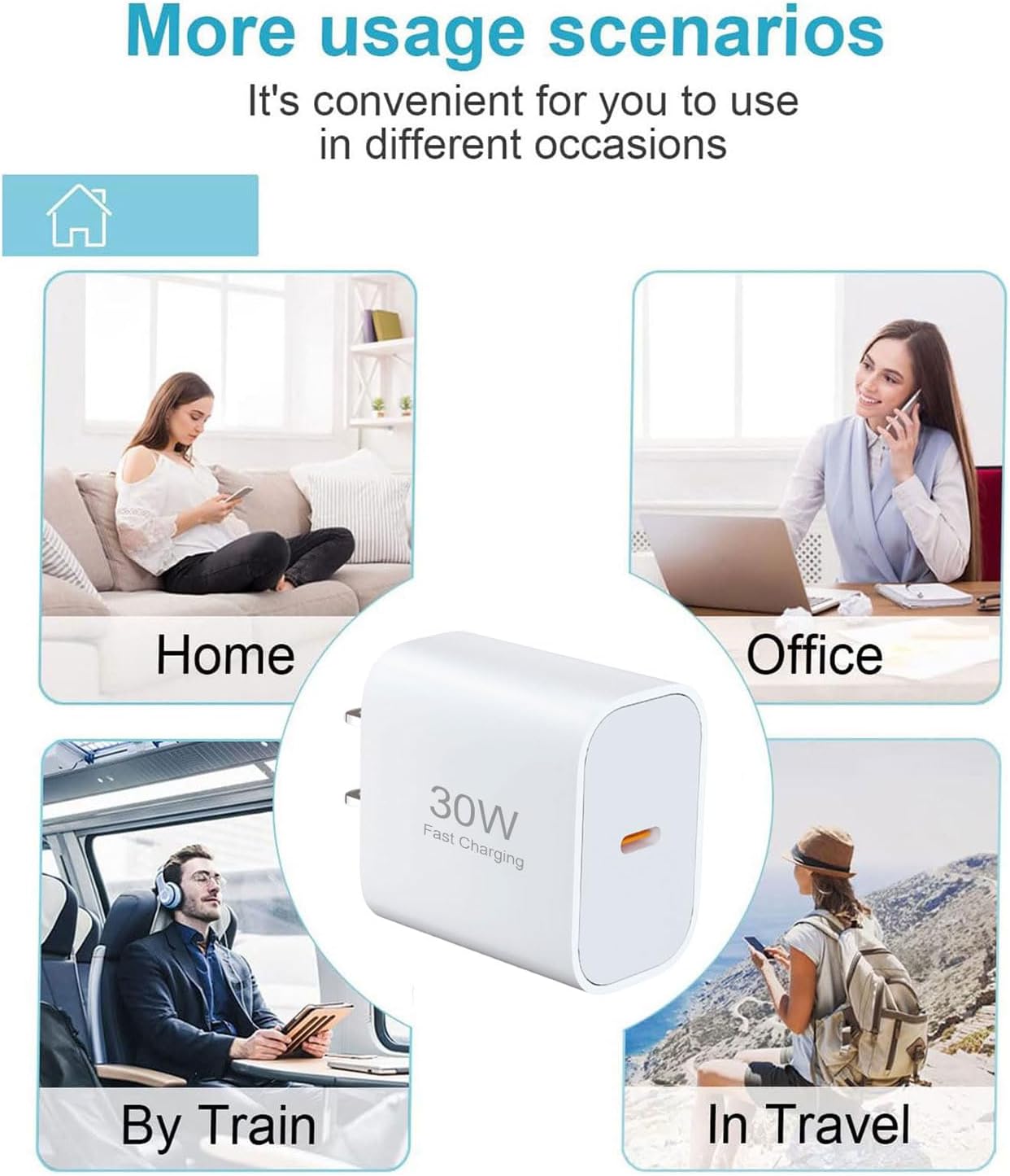 3 Pack 30 Fast Home Charger PD Type-C 3 Pack 6ft USB-C Cable Quick Power Adapter  - ONXW232 2588-5