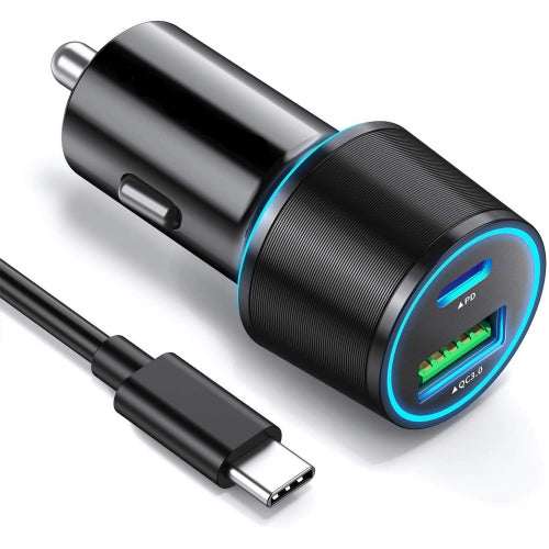 Quick Car Charger 36W 2-Port USB Cable Type-C PD Power Adapter