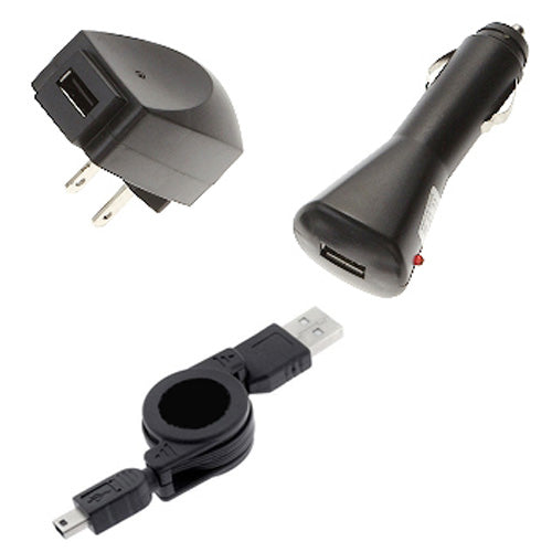 Car Home Charger USB Cable Retractable Mini-USB Power Adapter