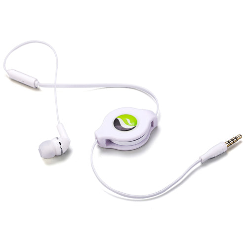 Retractable Mono Earphone Headphone 3.5mm w Mic Headset Handsfree Earbud
