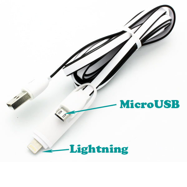 USB Cable 2-in-1 Charger Power Cord Braided