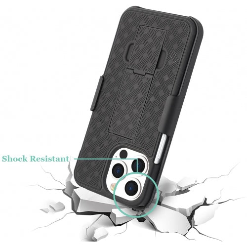 Black Apple iPhone 13 Pro Case - Kickstand Series with Belt Clip