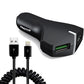 Car Charger 36W Fast 2-Port USB Coiled Cable Quick Charge DC Socket - ONE38