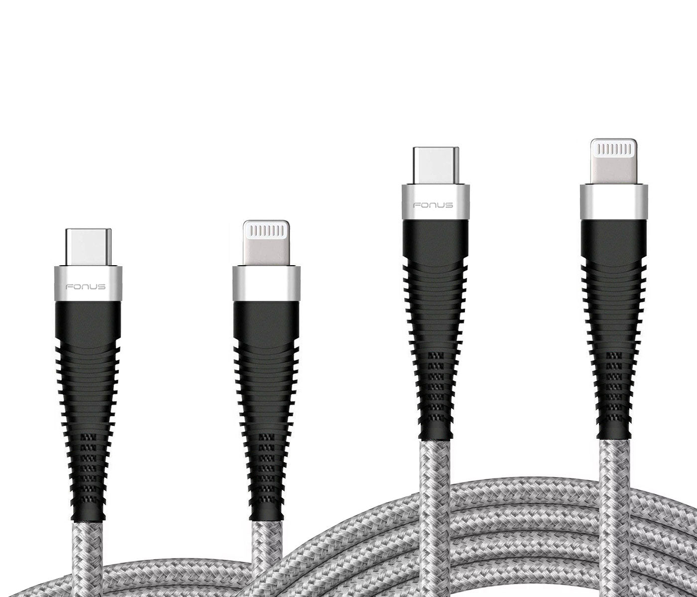 6ft and 10ft Long PD USB-C Cables Fast Charge Power Cord Type-C to iPhone Wire Sync Braided - ONY54