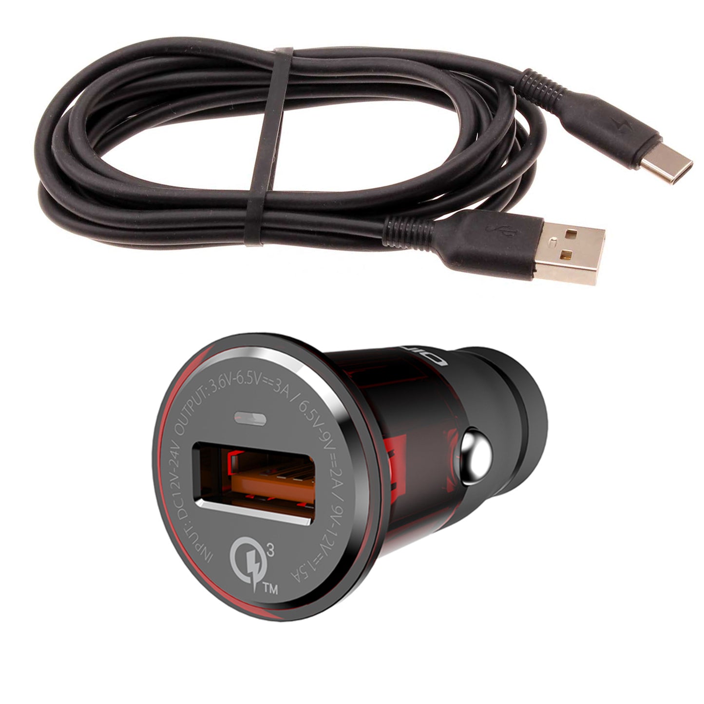 18W Fast Car Charger 6ft USB-C Cable Long Power Wire TYPE-C Cord Power Adapter Quick Charge