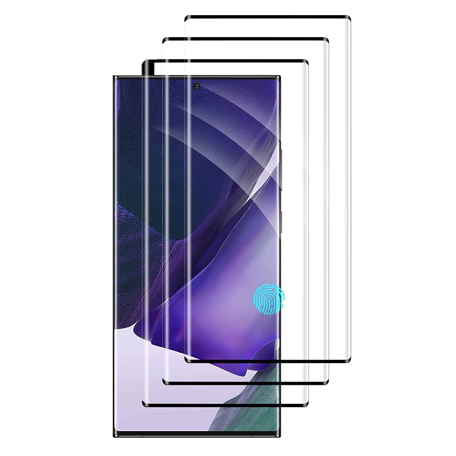 3 Pack Screen Protector Tempered Glass (Fingerprint Unlock) 3D Curved ...