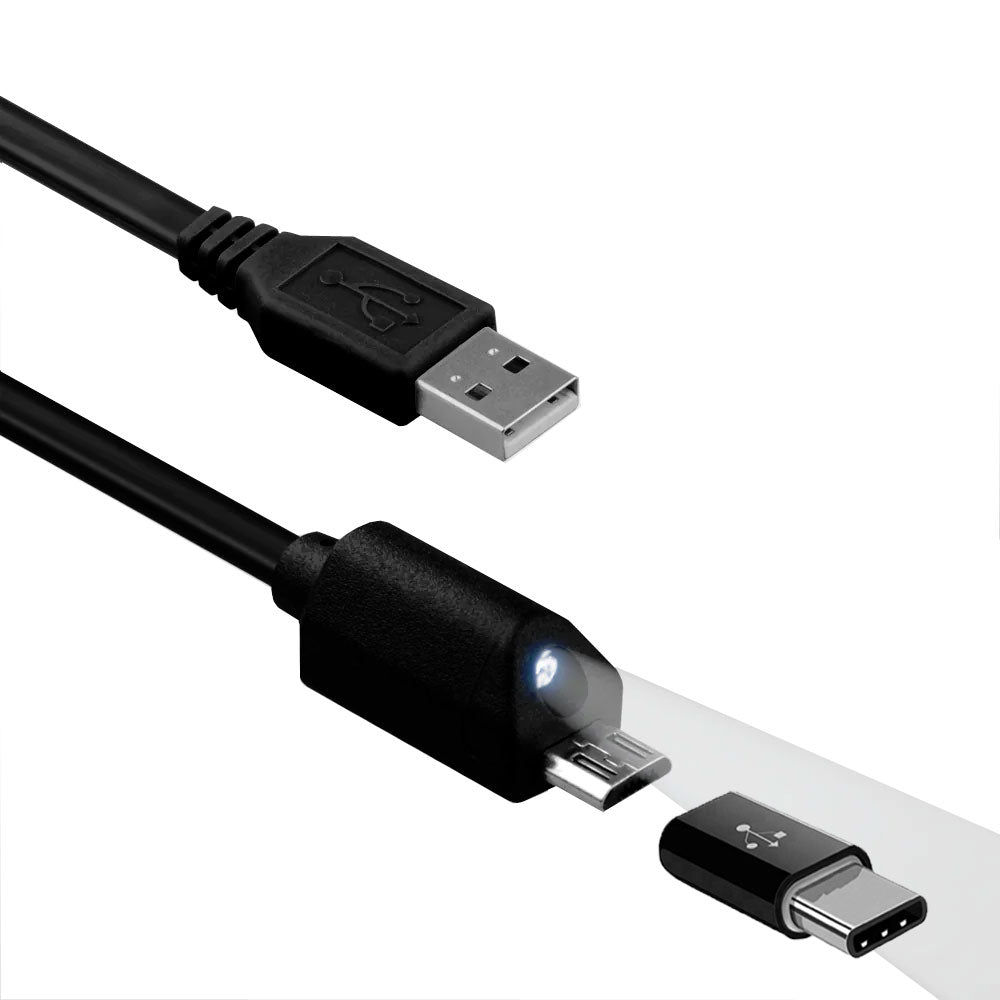 2-in-1 6ft Long USB Cable Micro-USB and USB-C Type-C Adapter Fast Charging Power Cord Sync Wire - ONH07
