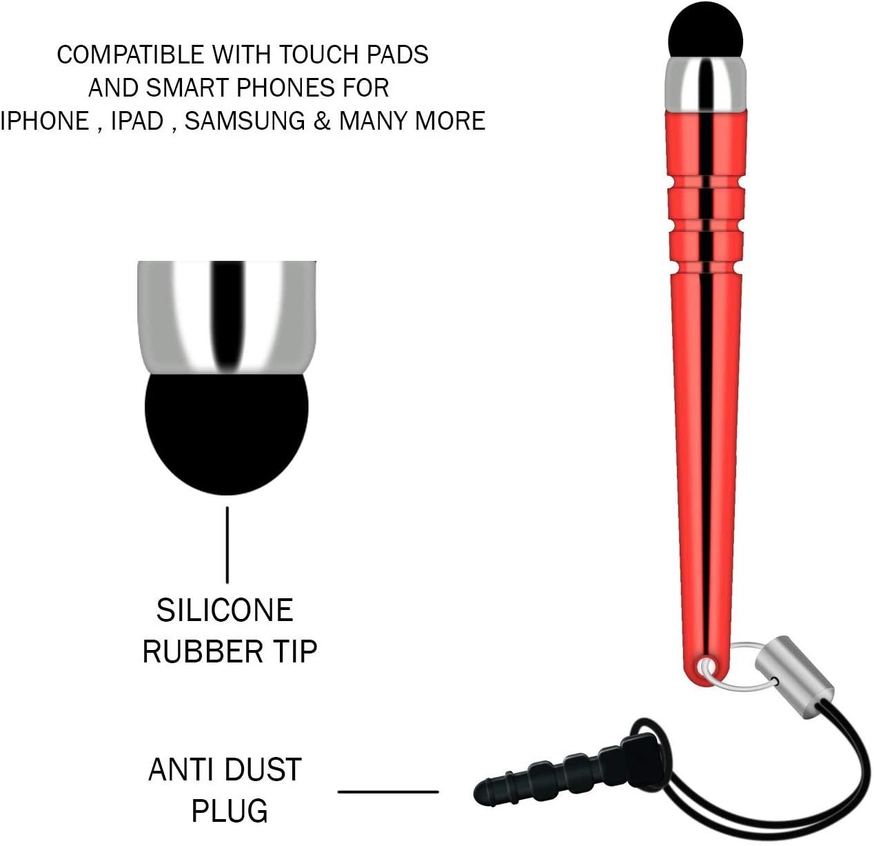 Red Stylus Touch Pen Aluminum Compact - ONY03