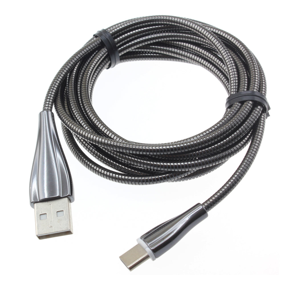 Metal USB Cable 6ft Type-C Charger Cord Power Wire
