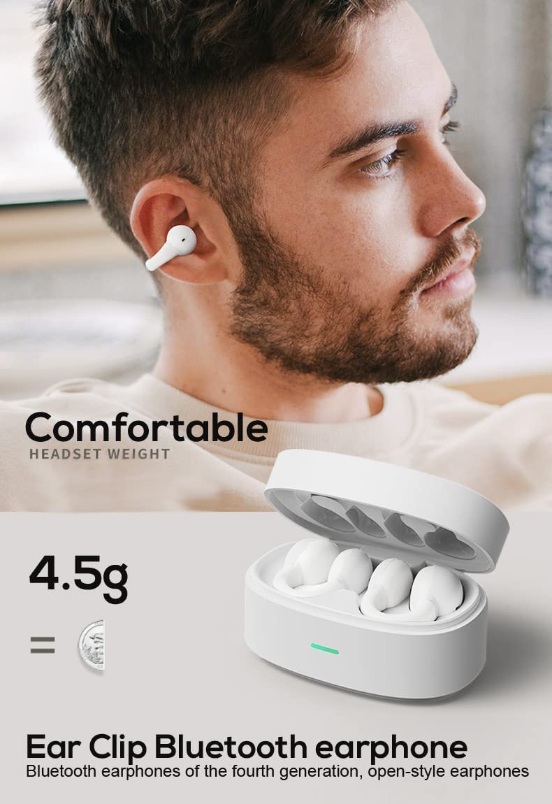 Wireless Ear-Clip TWS Earphones Bluetooth Earbuds True Stereo Charging Case Hands-free Mic Headset - ONZ33