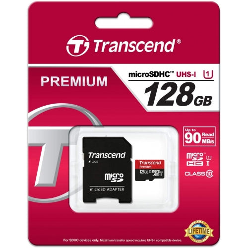 128GB Memory Card Transcend High Speed MicroSD Class 10 MicroSDXC
