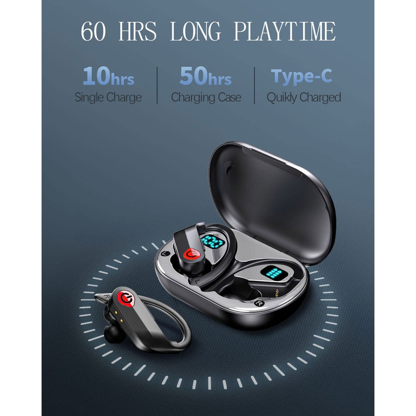 TWS Earphones Wireless Earhook Headphones Earbuds True Stereo Headset - ONY46