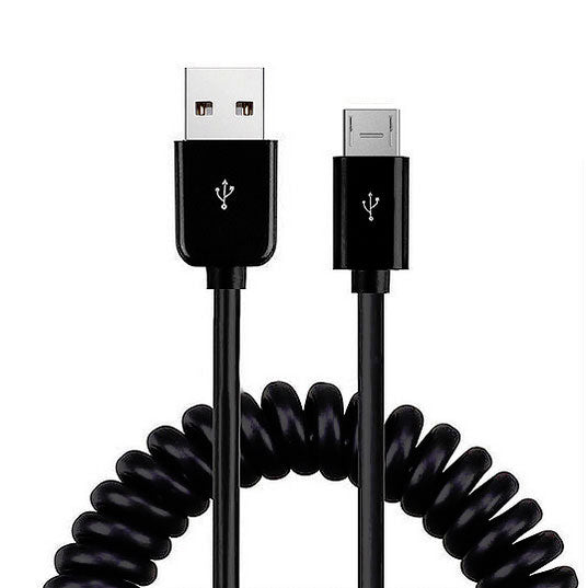 24W Fast Car Charger Coiled USB Cable Micro-USB to USB-C Adapter