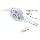 USB Cable Retractable Charger Power Cord 3-in-1