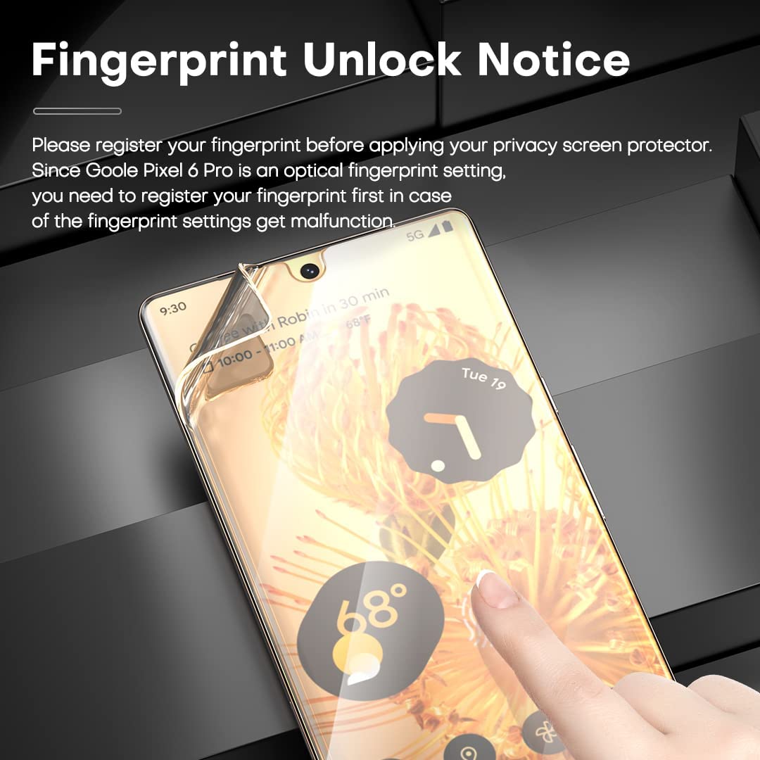 3 Pack Privacy Screen Protector TPU Film Fingerprint Works Anti-Peep Anti-Spy 3D Edge - ON3Z28