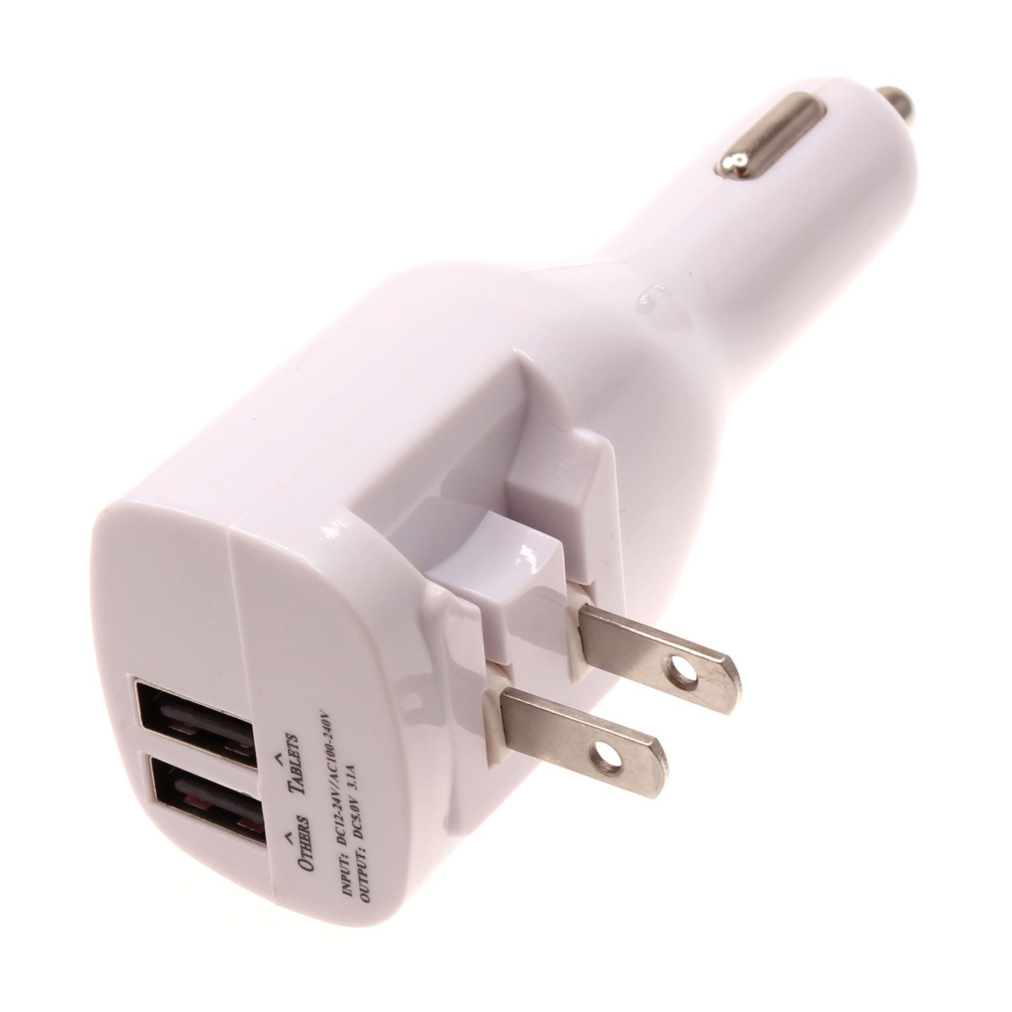 2-in-1 Car Home Charger Coiled USB Cable Micro-USB to USB-C Adapter Charger Cord Power Wire Folding Prongs - ONK12