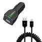 Car Charger 24W Fast 2-Port USB Coiled Cable Quick Charge DC Socket