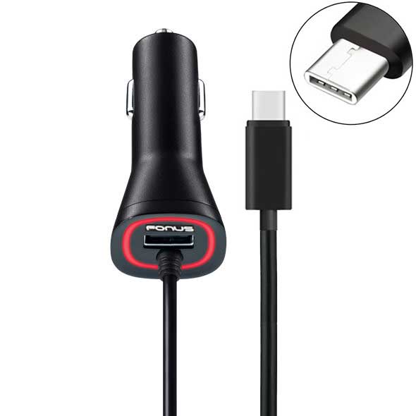 Car Charger 3.4A Type-C Power Adapter DC Socket