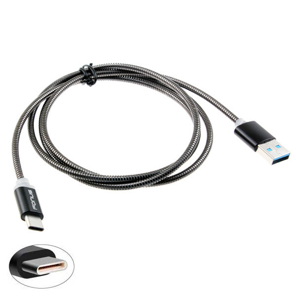 Metal USB Cable 3ft Type-C Charger Cord Power Wire