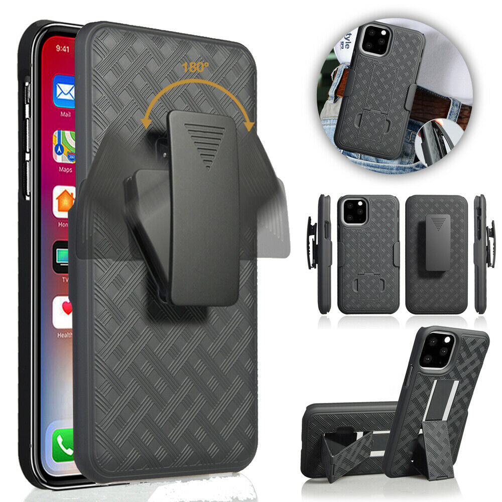 Belt Clip Case and 3 Pack Screen Protector Swivel Holster Tempered Glass Kickstand Cover 9H Hardness Anti-Glare - ONA54+3Z31