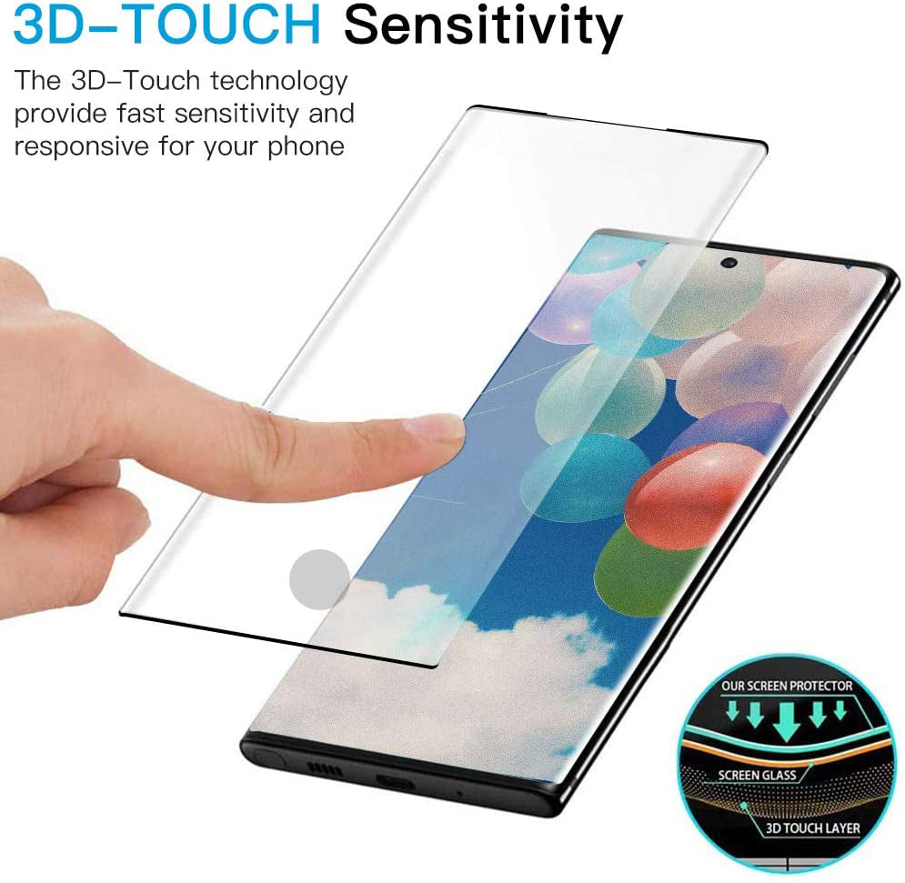 3 Pack Screen Protector Tempered Glass (Fingerprint Unlock) 3D Curved Edge Full Cover HD Clear - ON3T37