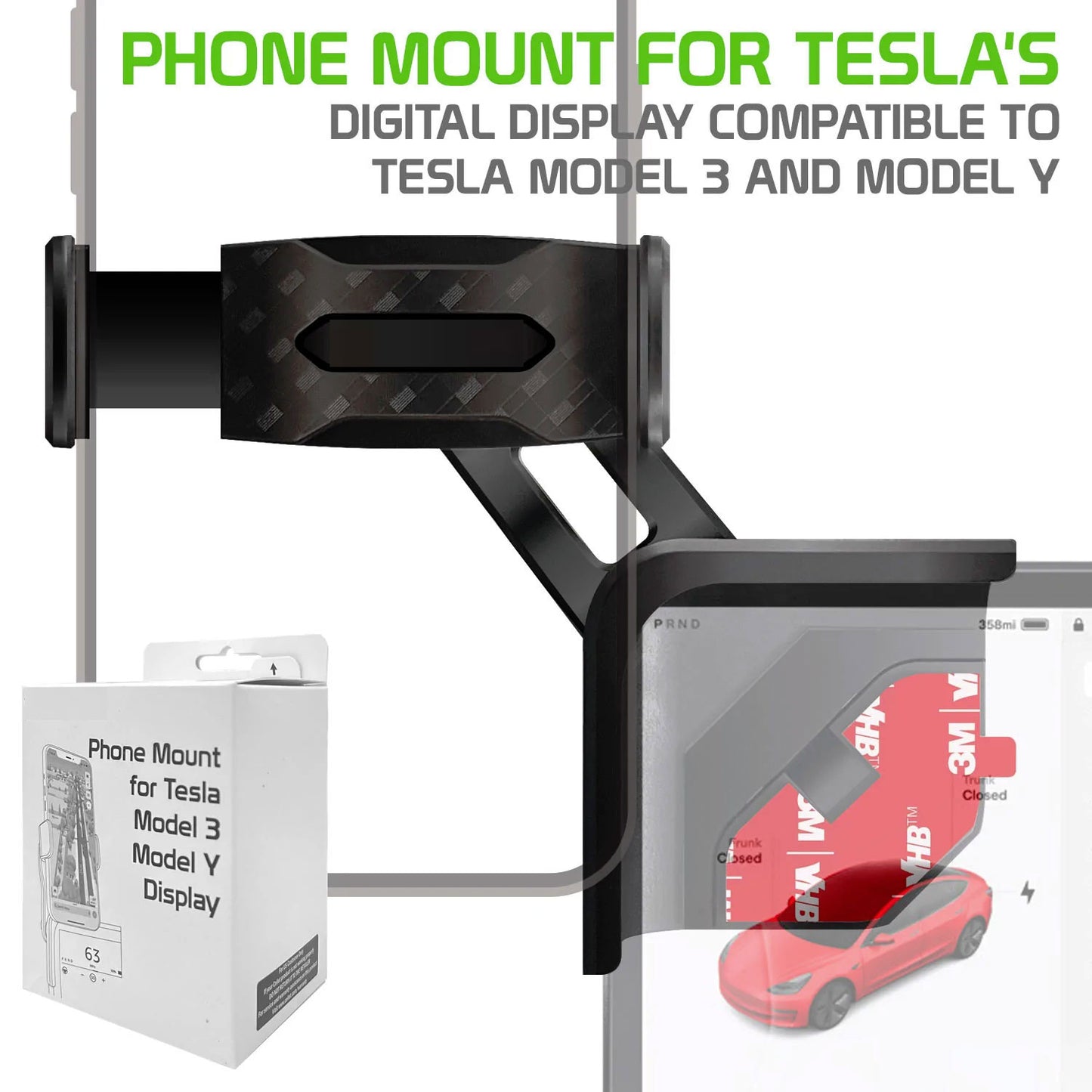 Car Mount for Tesla Model 3 and Y Only Display Phone Holder Strong Grip Dock - ONY48