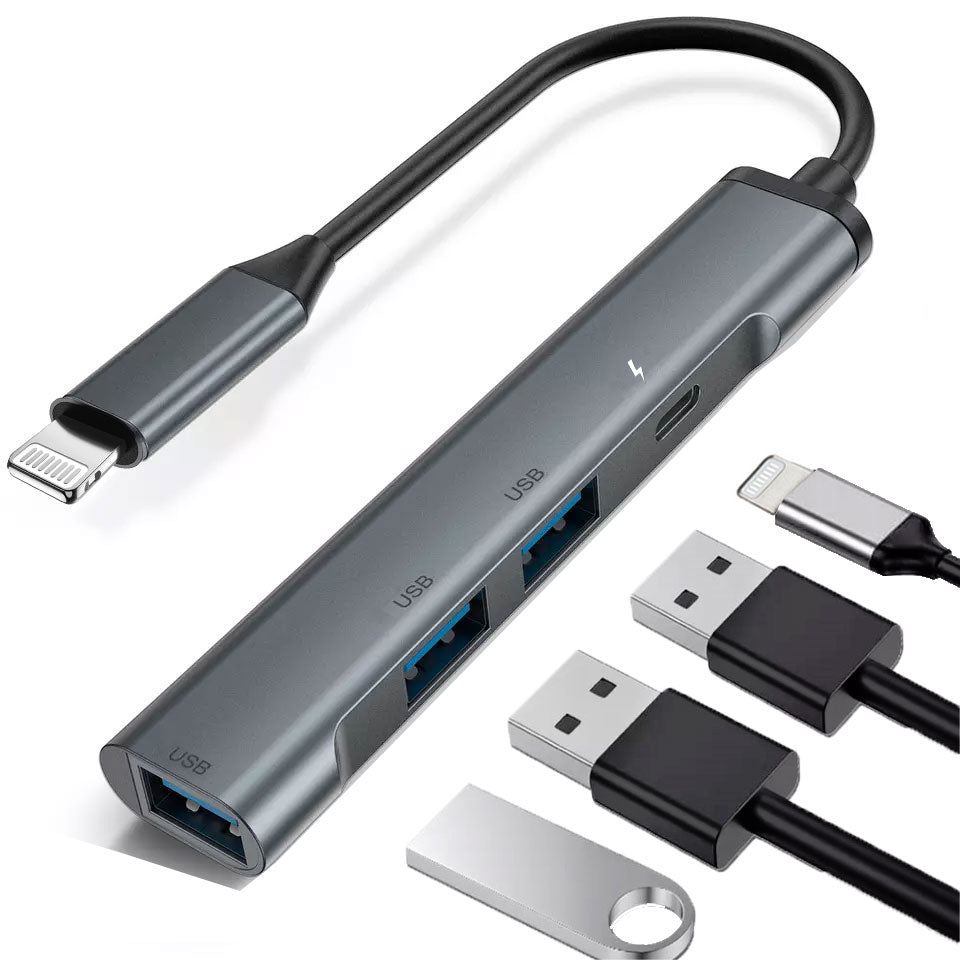 4-in-1 Adapter USB Hub Lightning Charger port USB Splitter USB Drive - ONY51