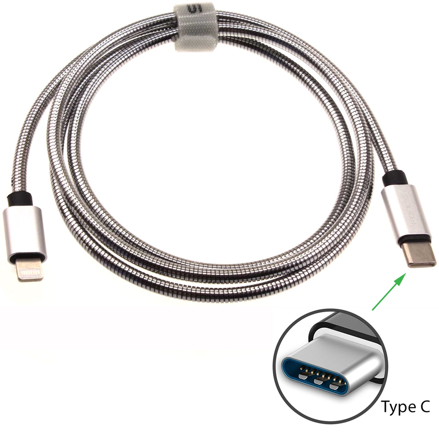 3ft and 6ft Metal PD USB-C Cables Fast Charge Long Power Cords Type-C to iPhone Sync Wire - ONY55