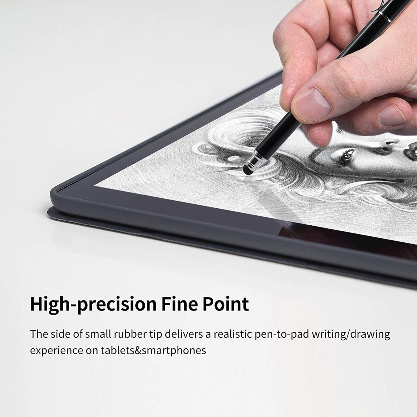 Stylus Touch Screen Pen Fiber Tip Aluminum Lightweight Black - ONZ49