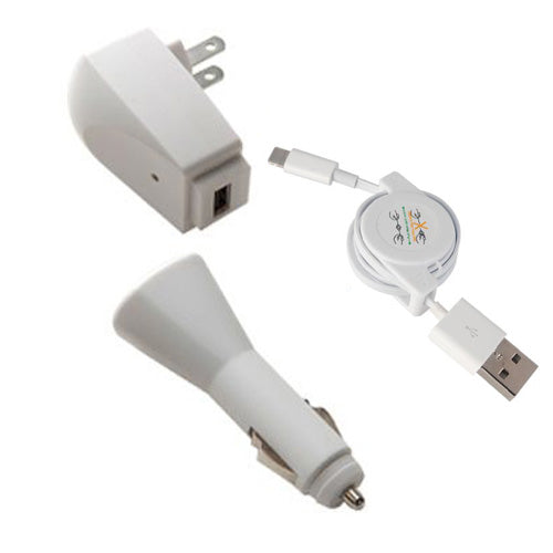 Car Home Charger USB Cable Retractable Power Adapter AC Plug