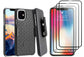 Belt Clip Case and 3 Pack Screen Protector Swivel Holster Tempered Glass Kickstand Cover 5D Touch Curved Edge - ONJ44+3R48