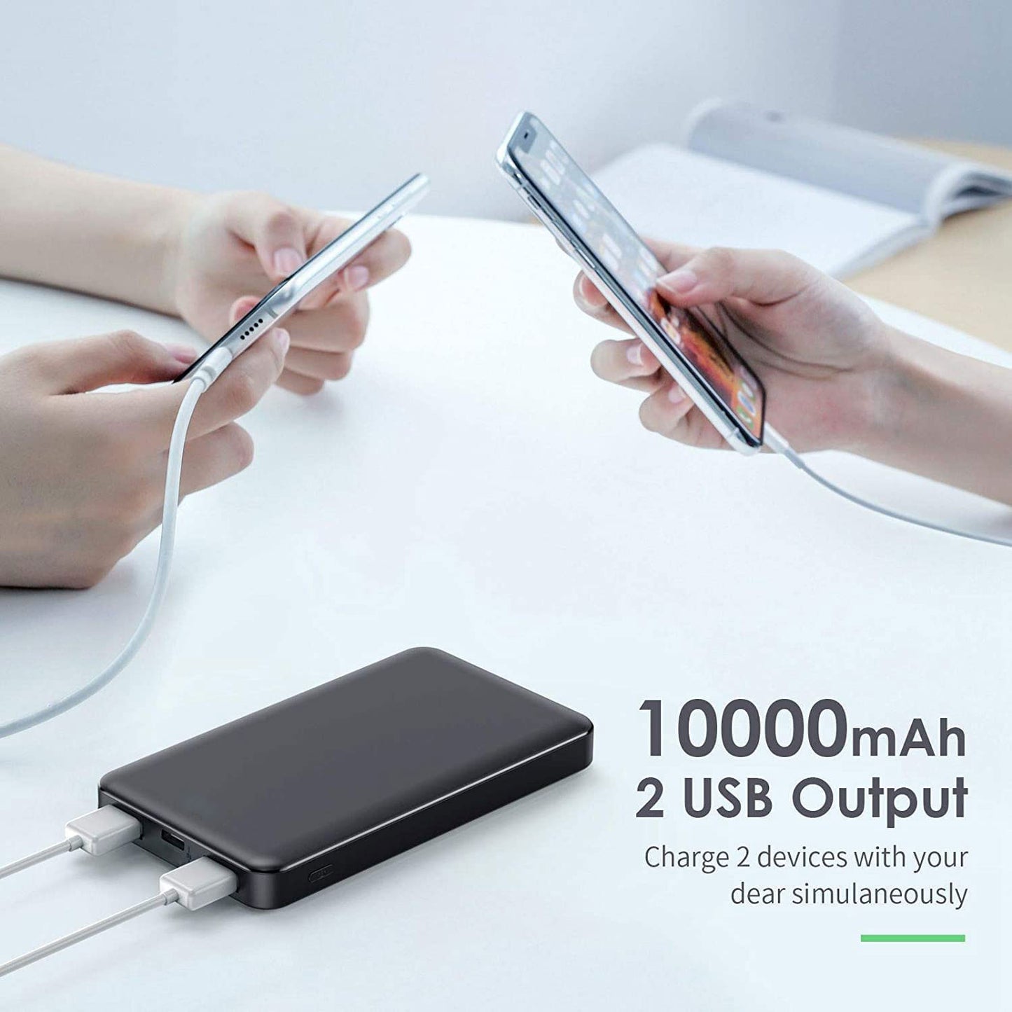 10000mAh Power Bank LED Display Backup Battery Portable Charger Slim 2-Port USB - ONM11
