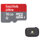 Sandisk 16GB High Speed MicroSDHC Memory Card + Headset Carrying Case Bag Zipper Enclosure Inner Pocket and Durable Exterior