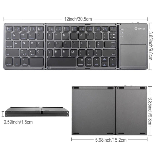 Wireless Keyboard Folding Rechargeable Portable Compact