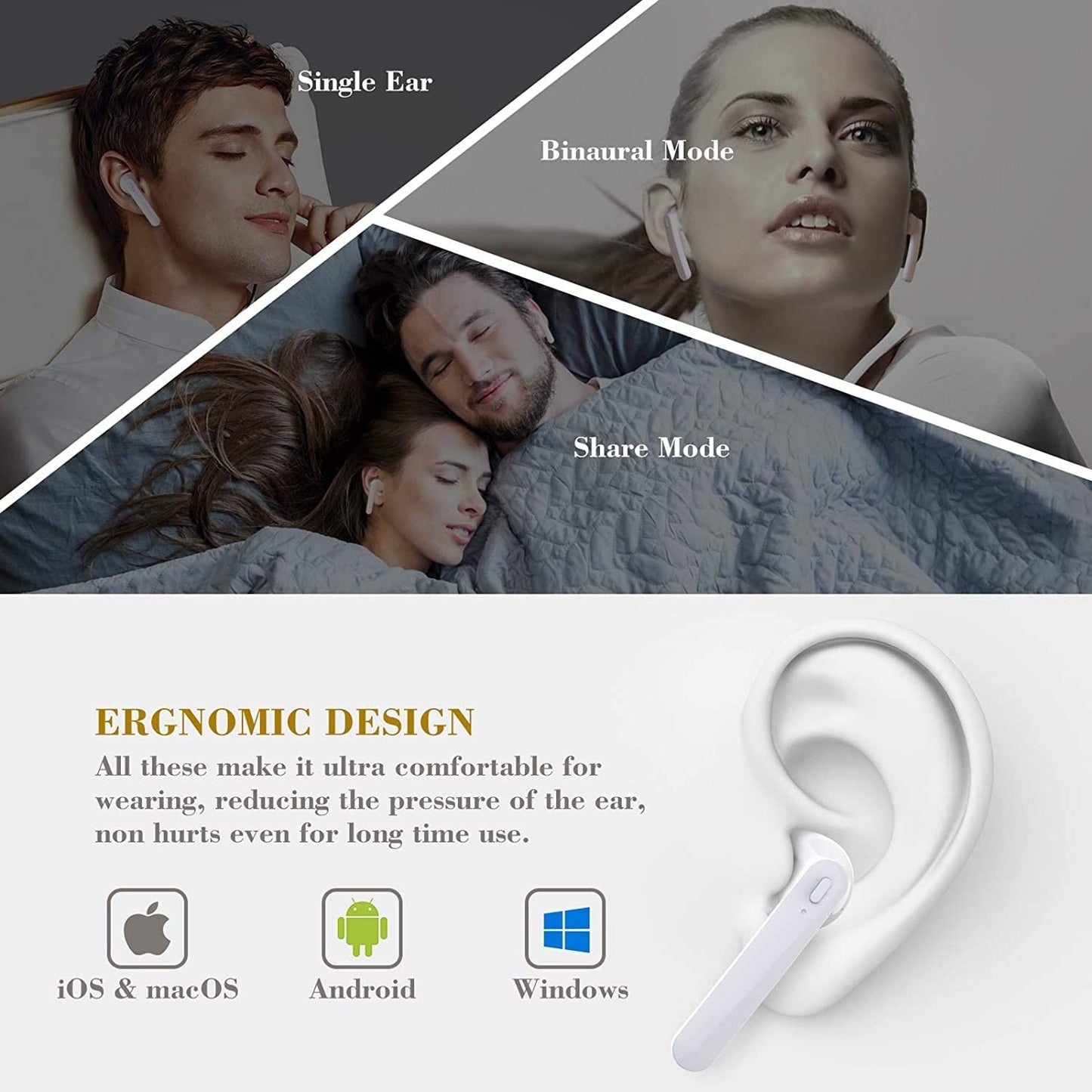 TWS Earphones Wireless Earbuds Headphones True Stereo Headset - ONZ33