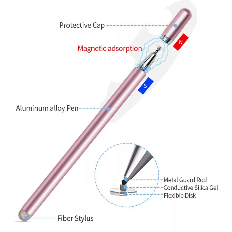 Pink Stylus Touch Screen Pen Fiber Tip Aluminum Lightweight - ONZ80