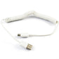 Coiled USB Cable Charger Cord Power Wire Sync White - ONK34