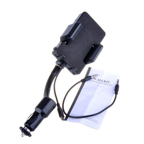 Car Mount FM Transmitter Charger Holder USB Port Swivel DC Socket