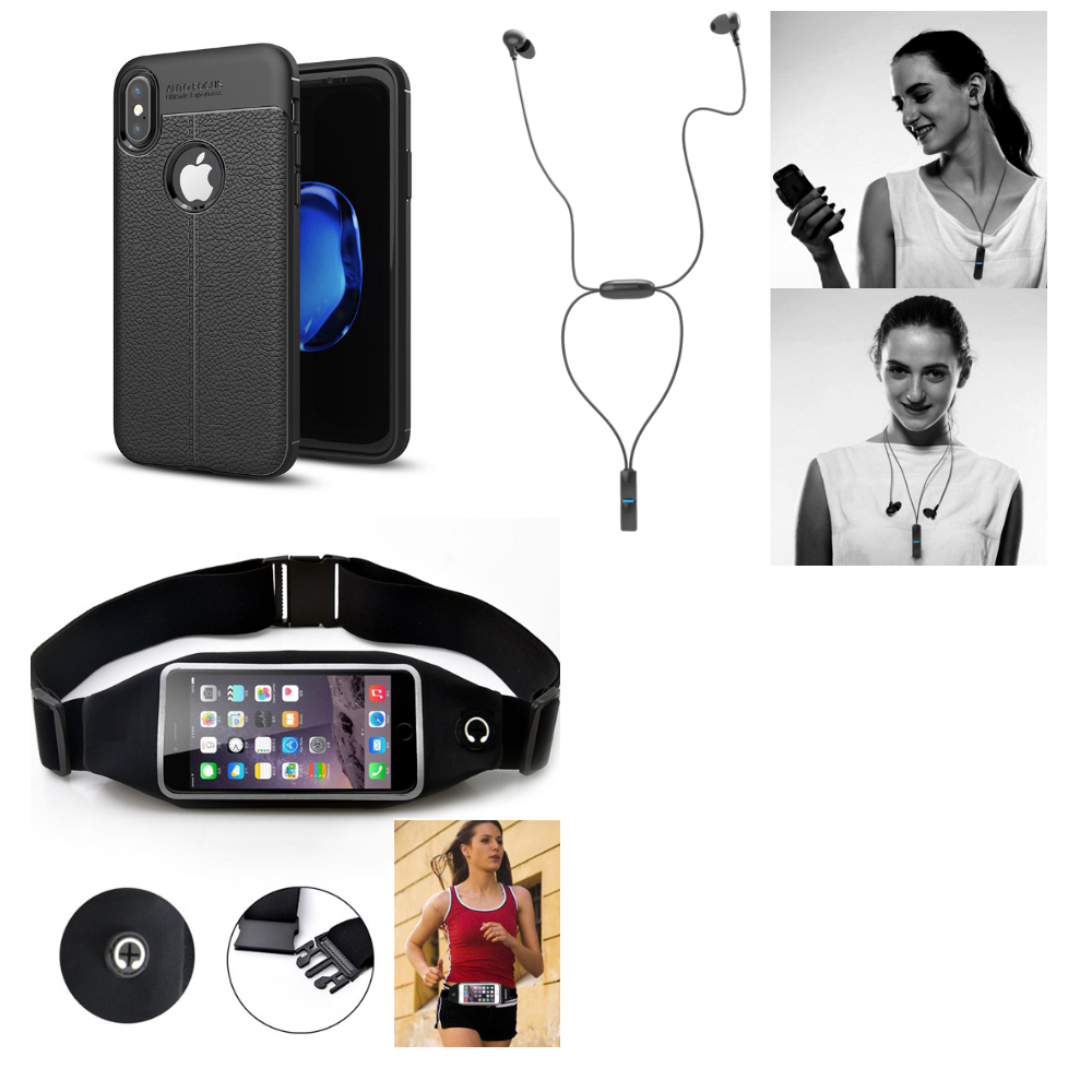 Ultra Slim TPU Bumper Case Cover + Hi-Fi Sports Wireless Headset + Reflective Sports Belt Waist Bag with Transparent Touch Screen Window