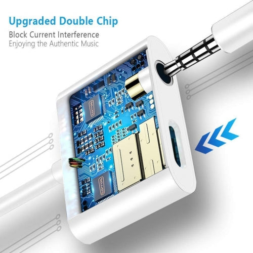 TYPE-C Earphone Adapter Headset Jack Charger Port Splitter USB-C - White