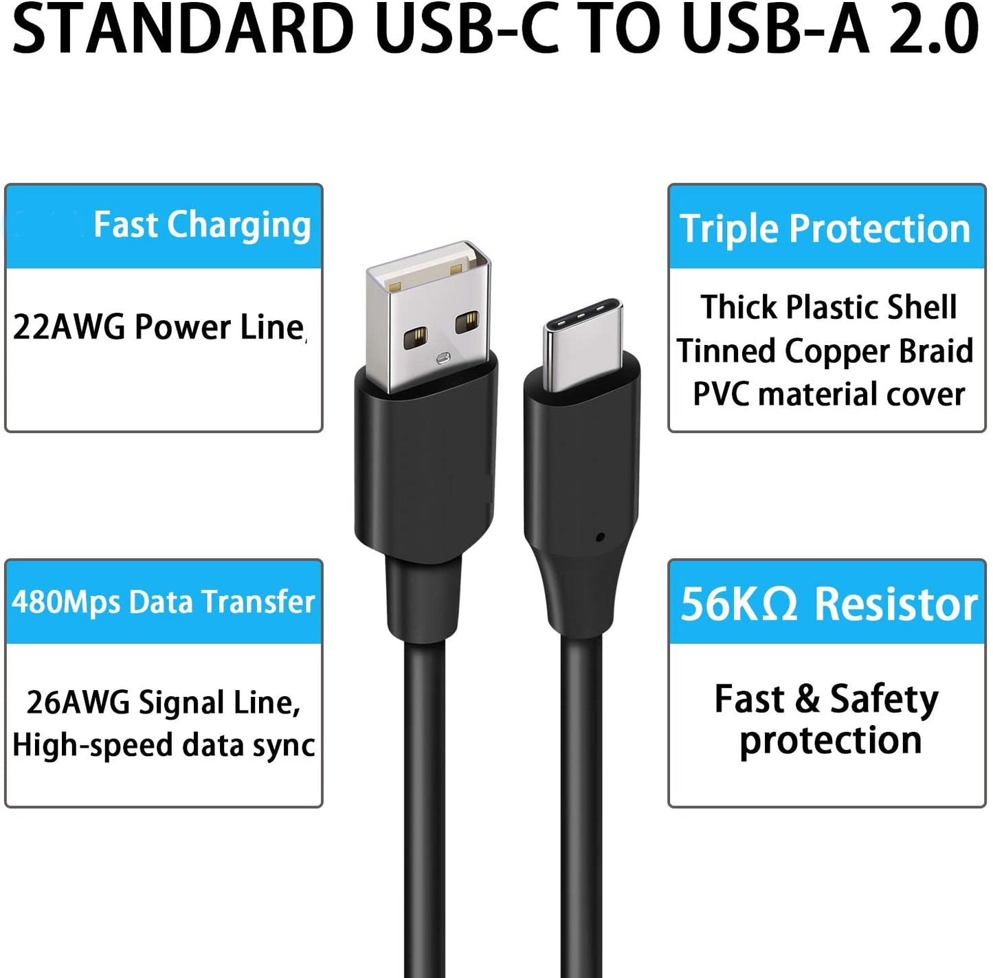 6ft USB-C Cable Type-C Charger Cord Power Wire USB - OND93