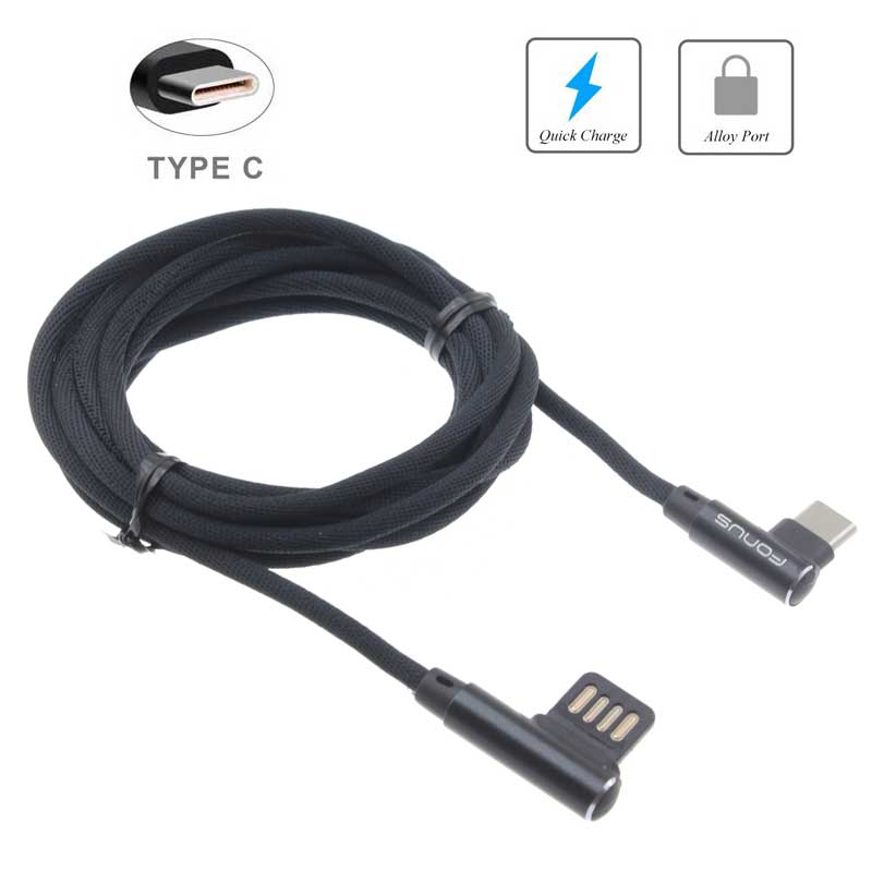 Angle USB Cable 10ft Type-C Charger Cord USB-C Power Wire
